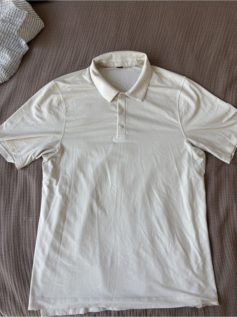 Men's Cream Lululemon Logo Sport Polo XS
